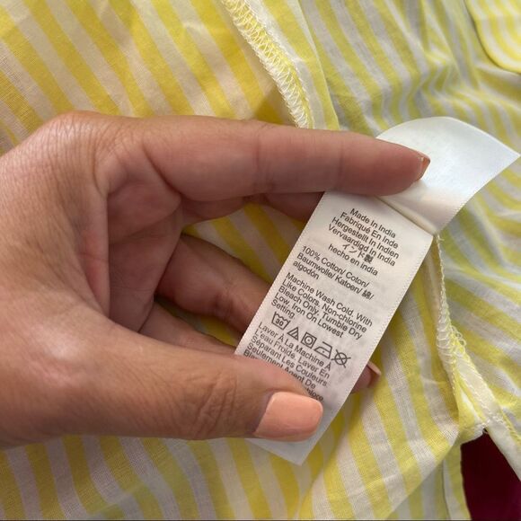 NWT J. Crew High Low Yellow White Striped Relaxed Button Up Shirt Top XS - Picture 3 of 3